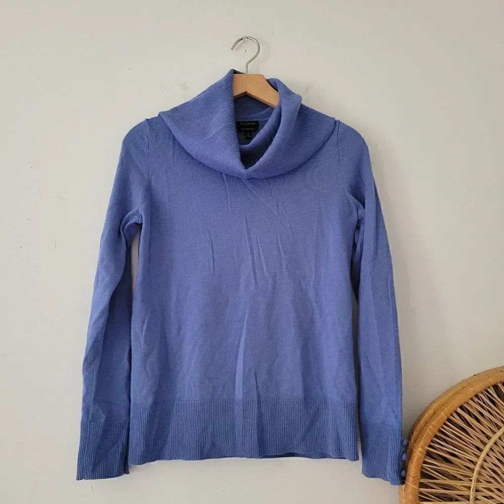 Talbots Pure Merino Wool Cowl Neck Sweater Periwinkle Blue XS Long Sleeve